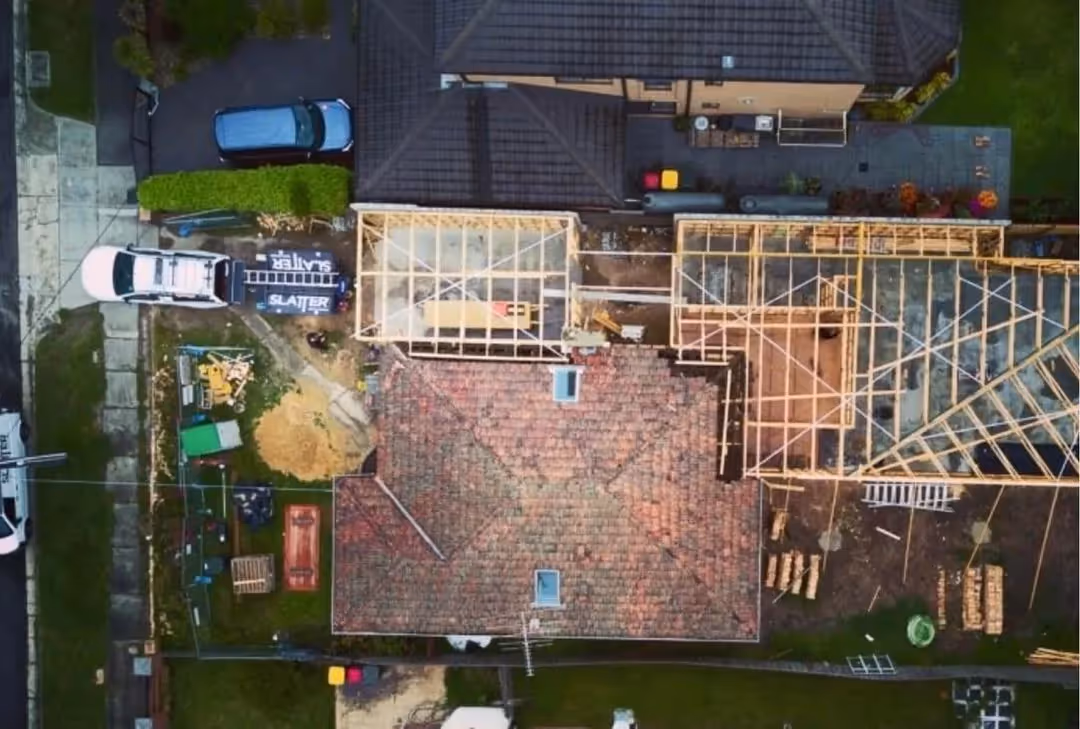 Construction site with safety barriers and controls in place